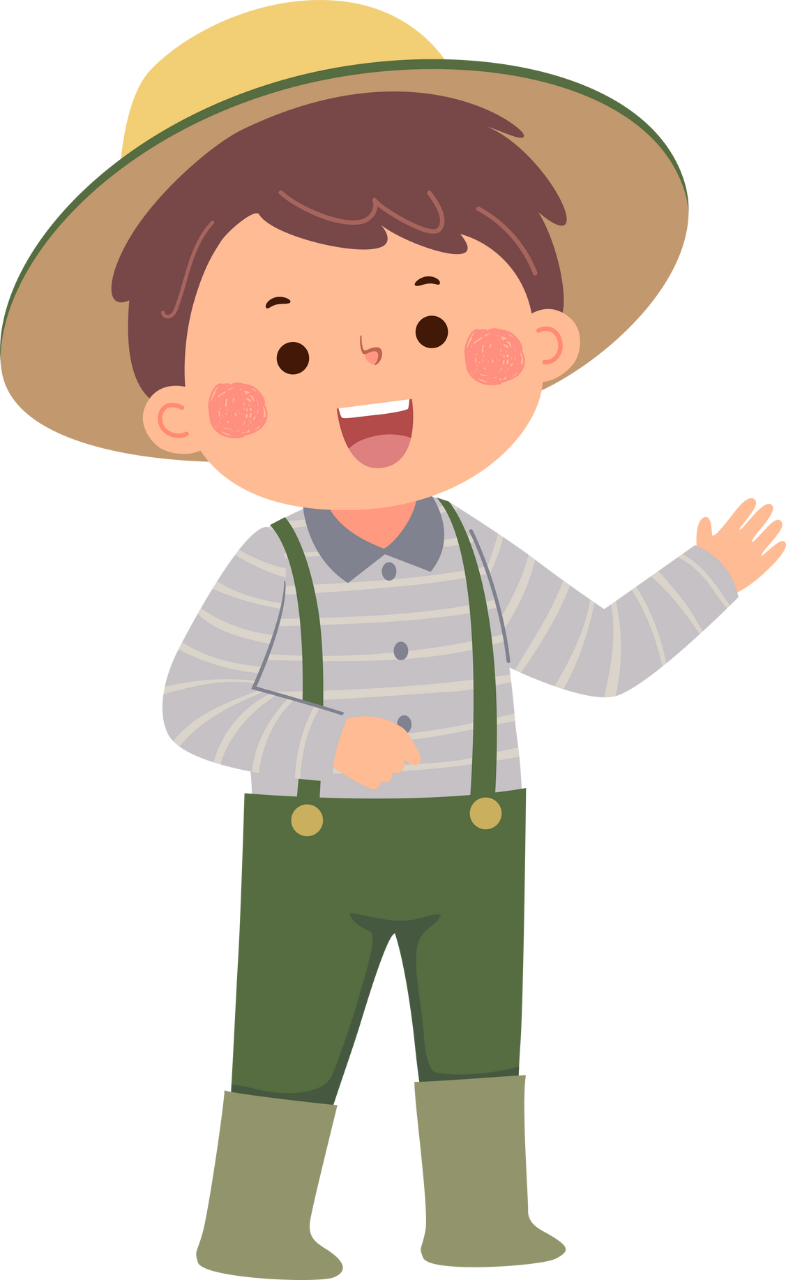 Little boy farmer or gardener showing his hand